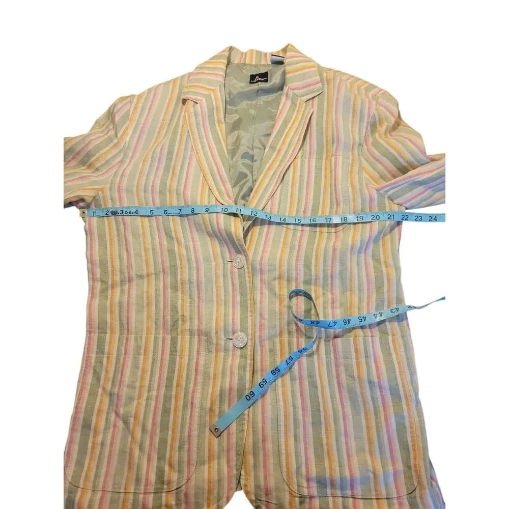 Liz Sport Multicolor Striped‎ Linen Blend Long Sleeve Blazer Women's Size 6